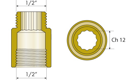 Messing Fitting Hahnverlängerung 1/2 Zoll x 10mm DN15